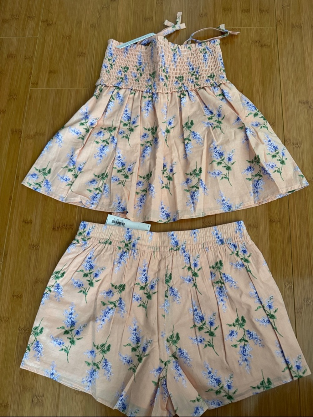 Peach Floral Two-Piece Tank & Shorts Set - Picture 4 of 4